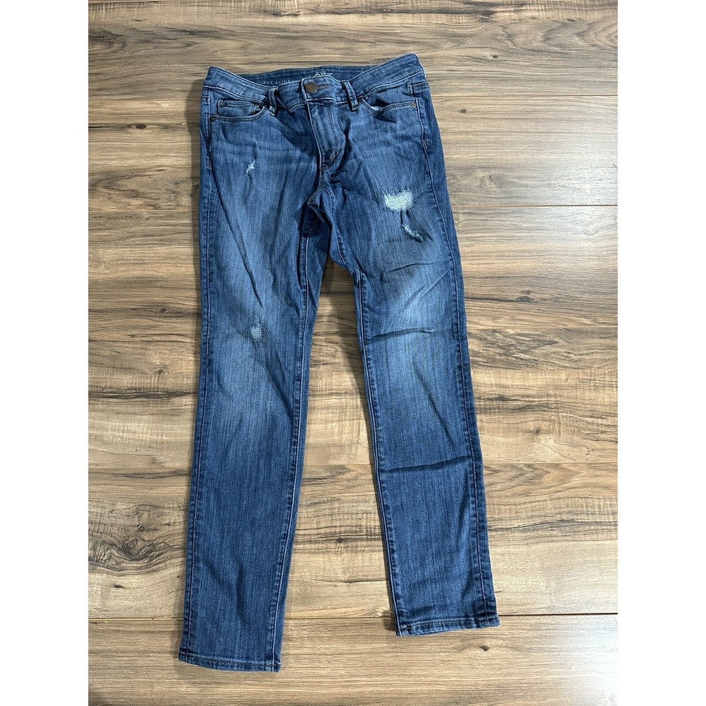 Ann Taylor LOFT Women's Curvy Skinny Jeans Size 27/4P Light Wash Ripped
